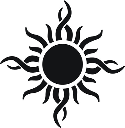 Black Tribal Sun Tattoo Stencil