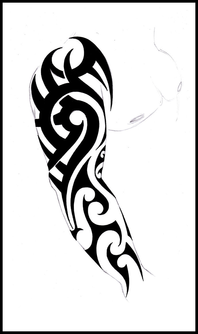 Black Tribal Tattoo Design For Full Sleeve