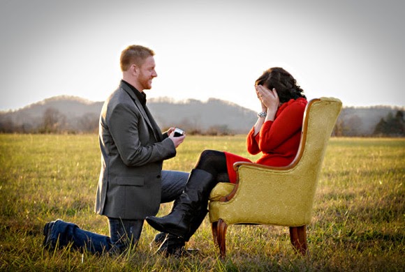 Boy Proposing Girl Sitting On Chair Marry Me Picture