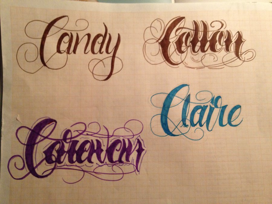 Candy Cotton Claire Caravem Lettering Tattoo Design