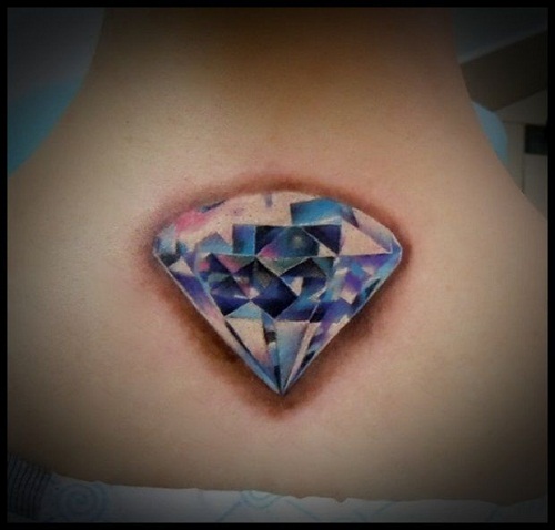 Colorful 3D Diamond Tattoo Design