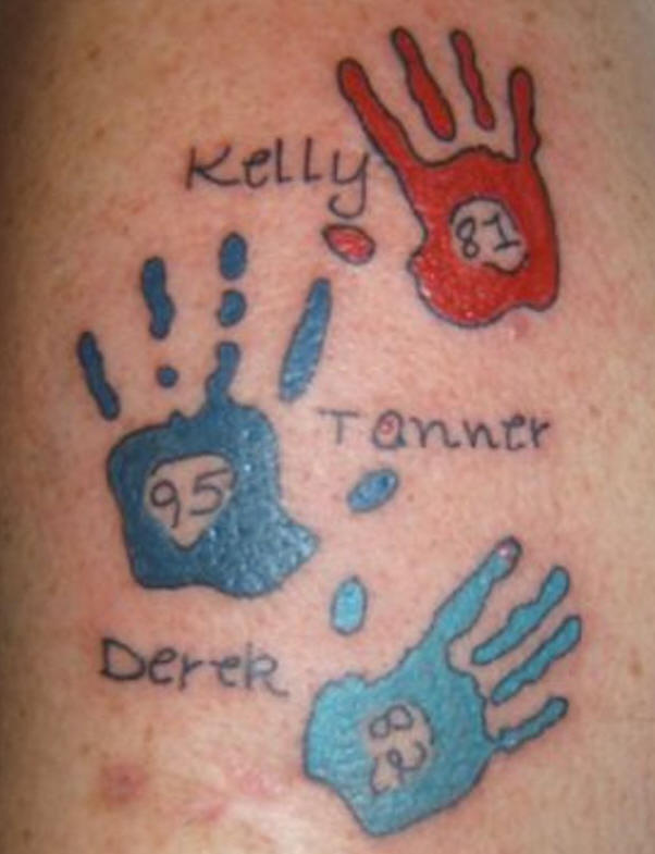 Colorful Baby Handprints Tattoo Design