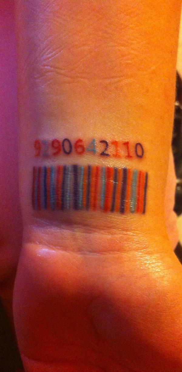 Colorful Barcode Tattoo Design For Wrist