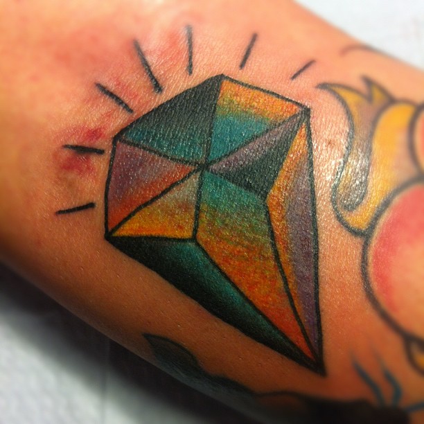 Colorful Diamond Tattoo Design