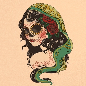 Colorful Horror Gypsy Tattoo Design