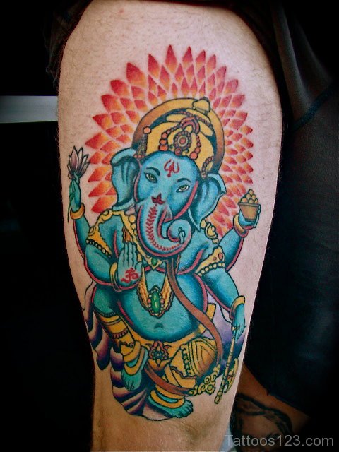Colorful Lord Ganesha Tattoo Design