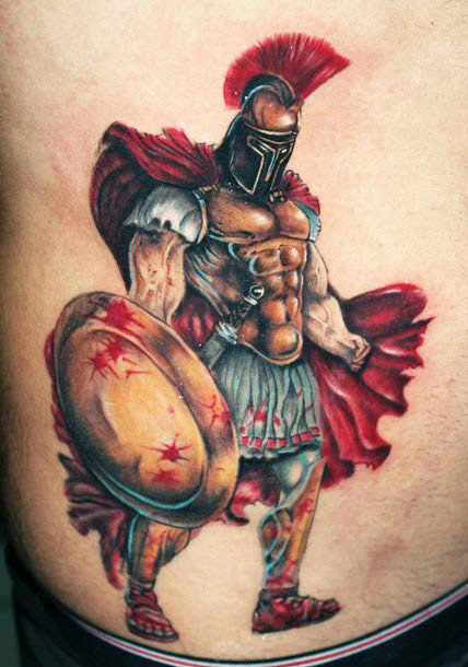 Colorful Warrior Tattoo Design By Proki