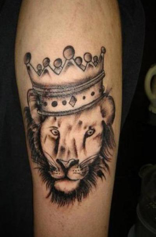 Crown On Loin Head Tattoo Design For Forearm