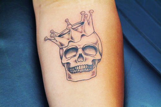 Crown On Skull Head Tattoo Design For Forearm