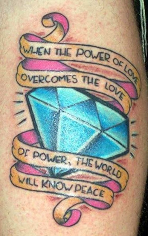 Diamond With Banner Tattoo Design