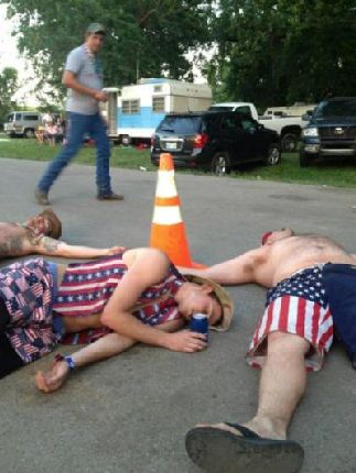 Drunk People Sleeping On Road Funny Picture