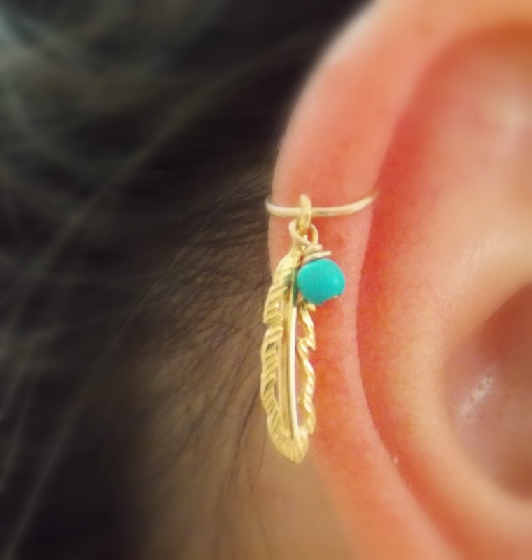 Feather Cartilage Ear Ring Piercing For Girls