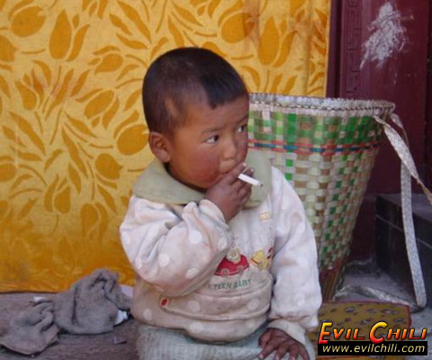 Funny Asian Baby Smoking Picture