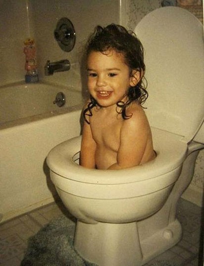 Funny Baby Girl In Toilet Seat