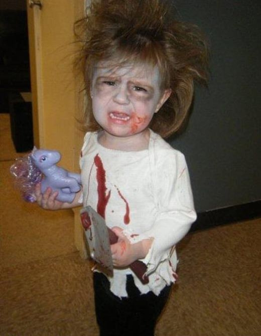 Funny Baby Girl Looks As Zombie