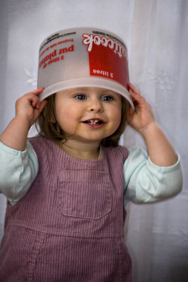 Funny Baby Girl With Basket Helmet