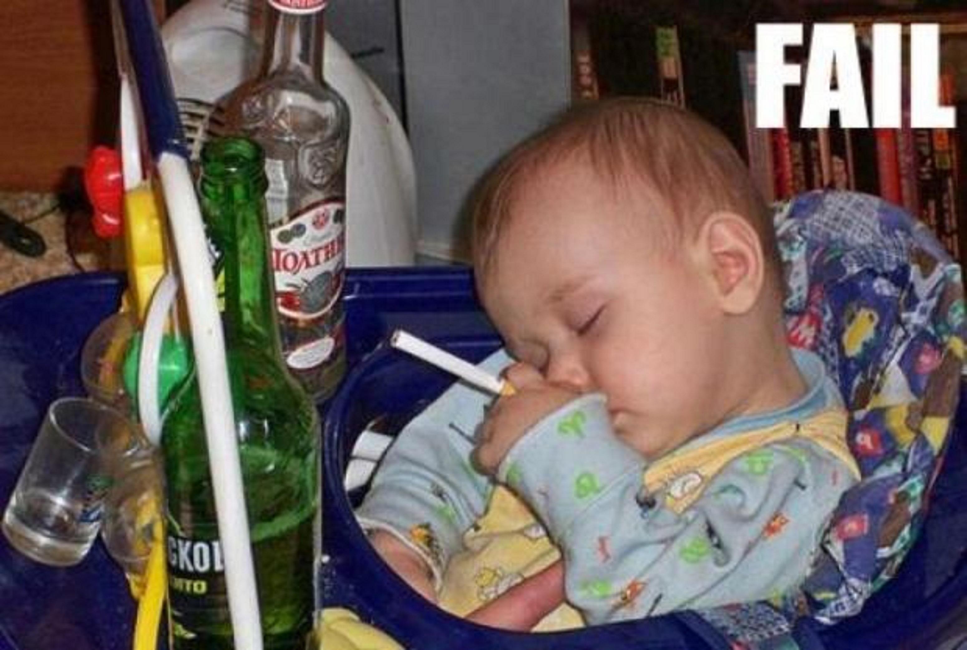 Funny Baby Smoking And Drinking Beer
