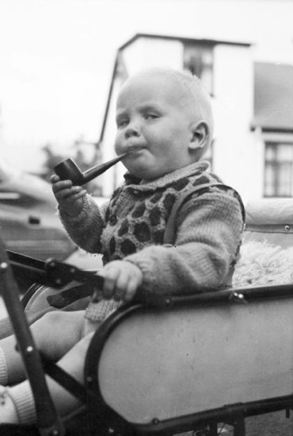 Funny Baby Smoking Pipe Image