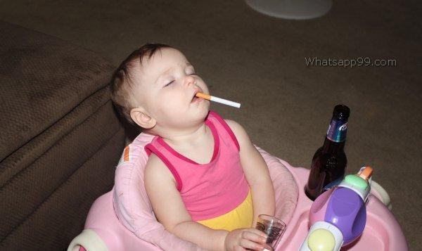 Funny Baby Smoking While Sleeping