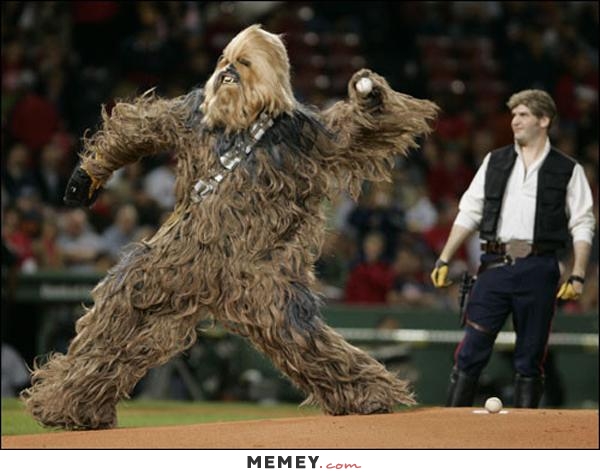 Funny Chewbacca Playing Baseball
