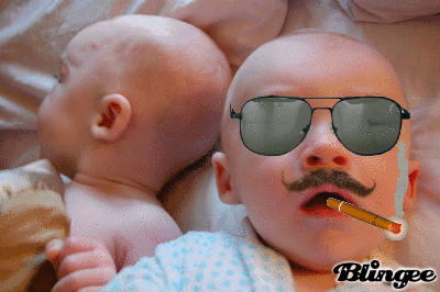 Funny Mustache Baby Smoking Animated Picture