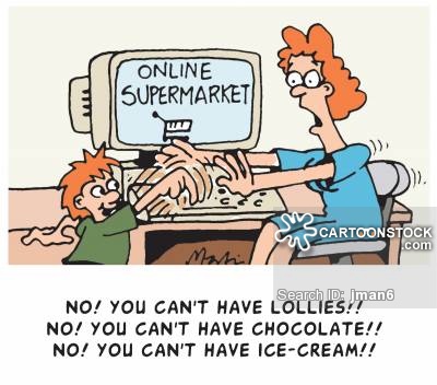 Funny Online Supermarket Cartoon Image