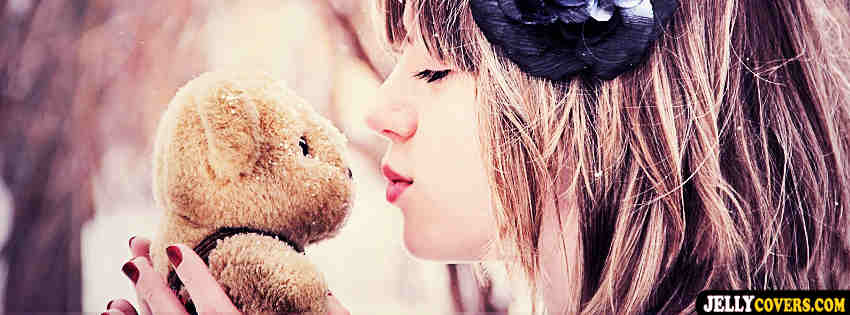 Girl And Teddy Bear Facebook Cover Photo