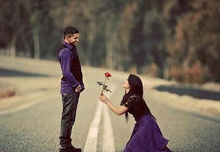 Girl Asking Marry Me To Boy On Road