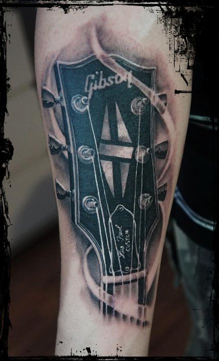 Guitar Hand Stock Tattoo Design For Forearm