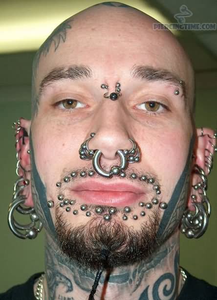 Guy With Multiple Extreme Face Piercings