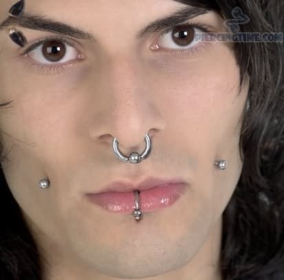 Handsome Guy With Nose, Lip And Face Piercings