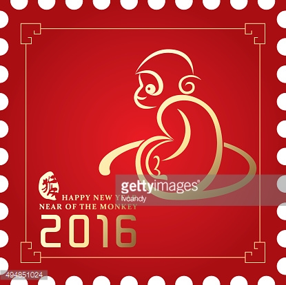 Happy New Year Near Of The Monkey 2016