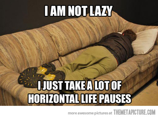 I Am Not Lazy I Just Take A Lot Of Horizontal Life Pauses Funny Meme