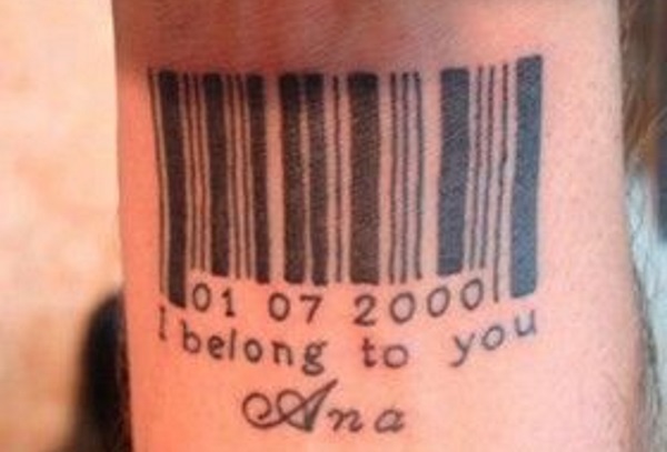 I Belong To You With Barcode Tattoo Design For Forearm