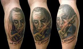 Joker Face Tattoo On Leg Calf