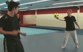 Karate Boy Kicking Ball Funny Gif