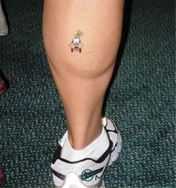 Little Goofy Face Tattoo On Leg Calf By Tracilawson