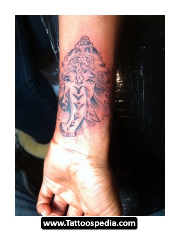 Lord Ganesha Head Tattoo On Wrist