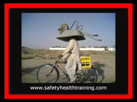 Man With Helmet On Bicycle Funny Safety Image