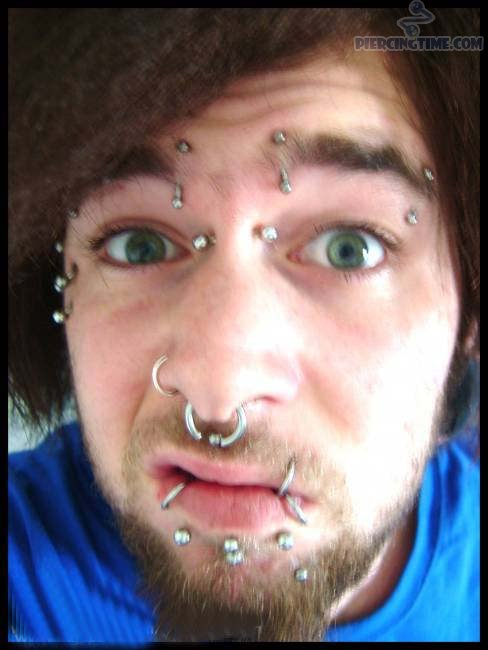 Man With Lower Lip Piercings And Face Piercings