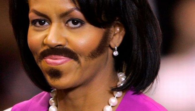 Michelle Obama With Beard Face Funny Hollywood Image