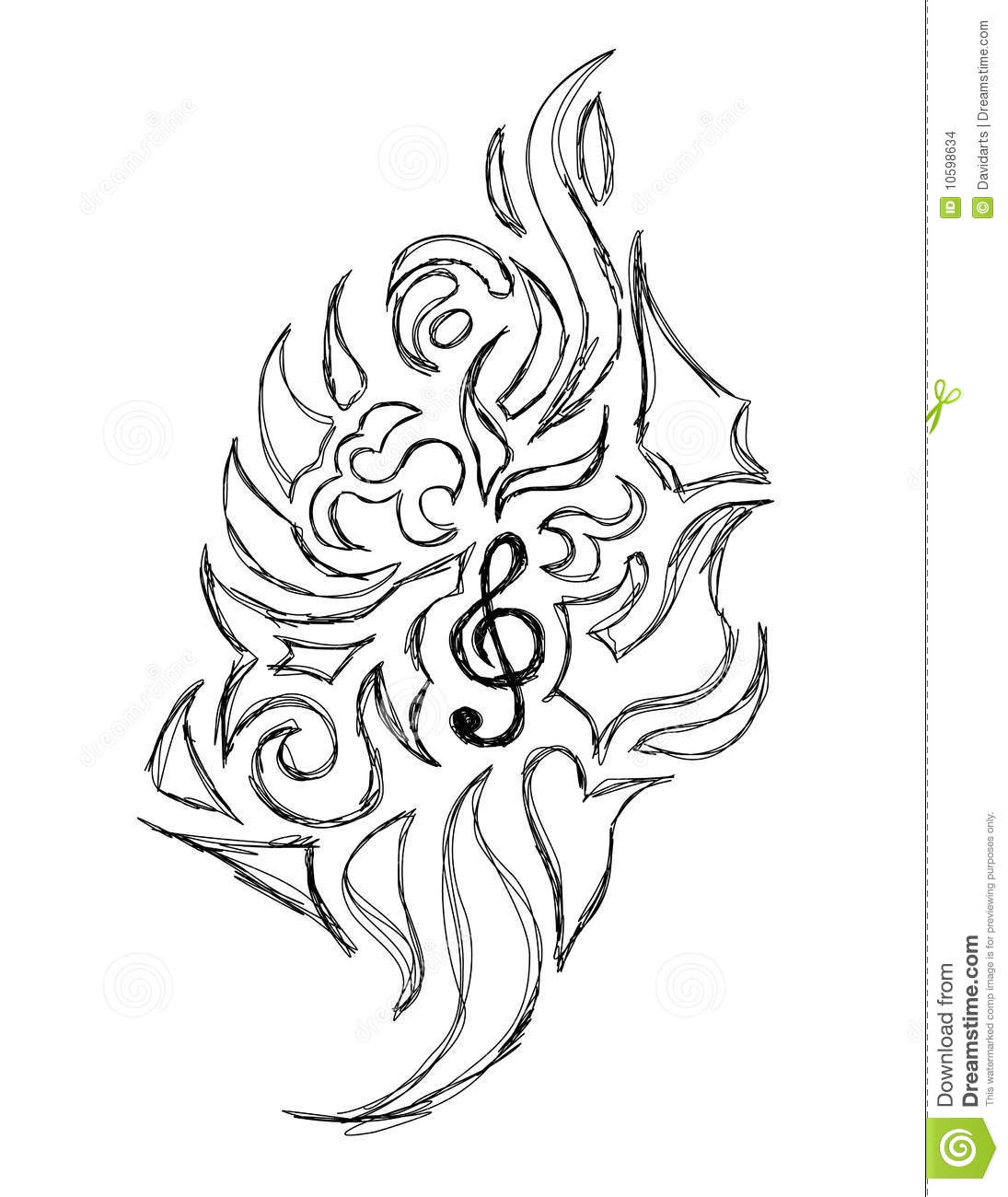 Nice Tribal Violin Key Tattoo Design