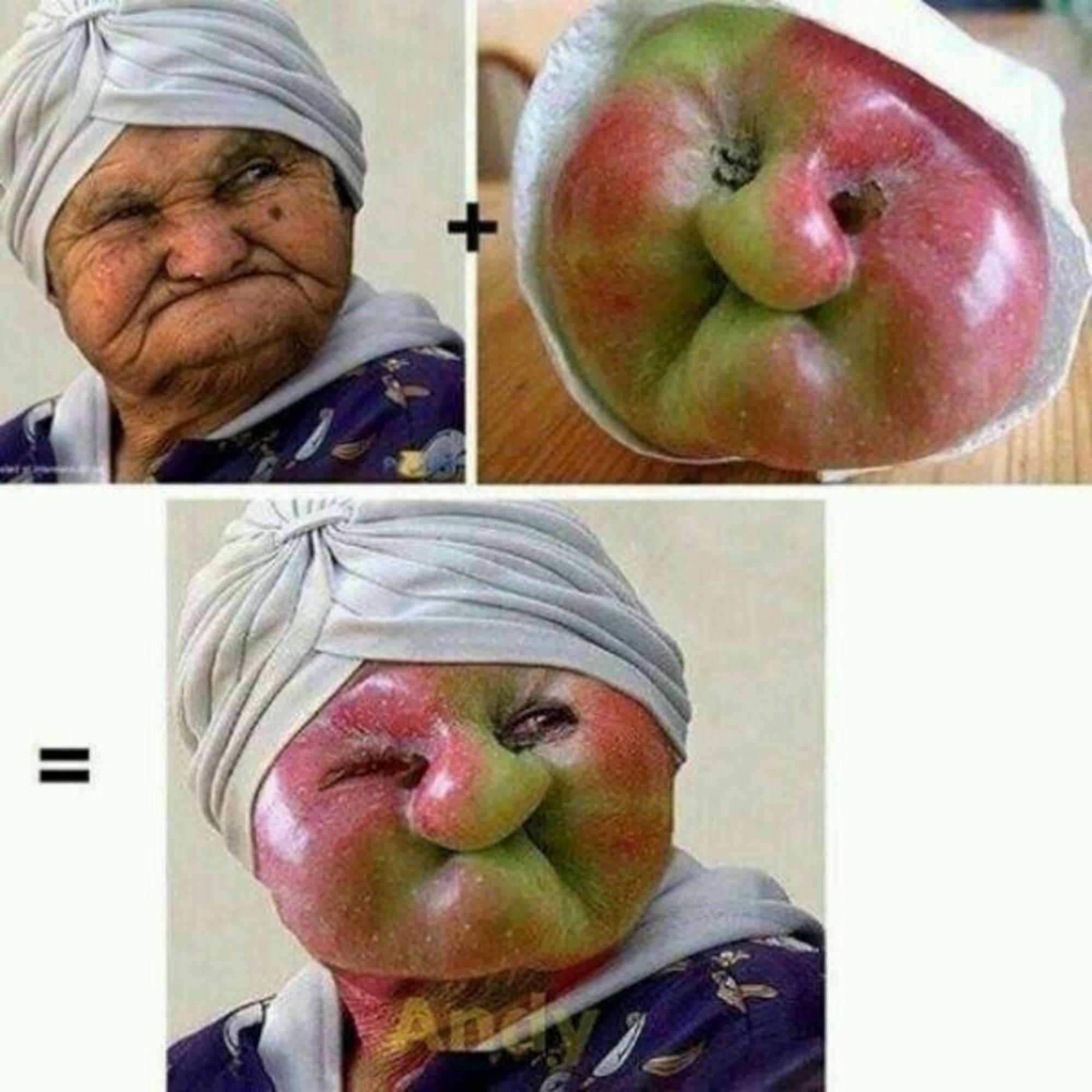 Old Man Funny Apple Face