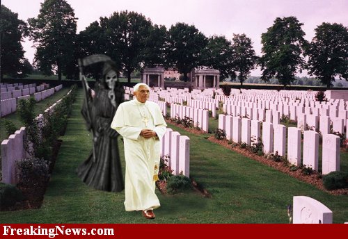 Pope In Graveyard With Reaper Funny Picture
