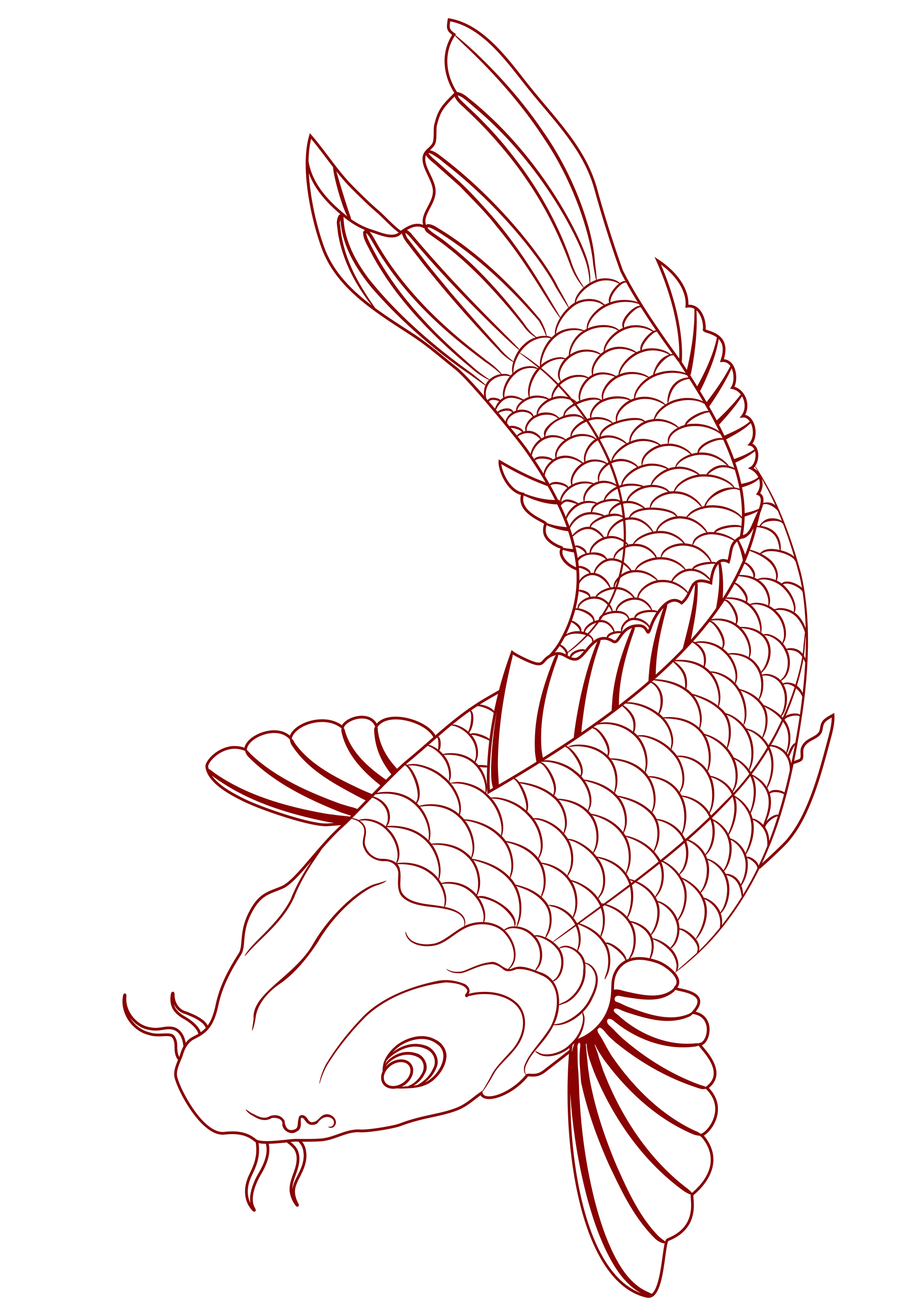 Red Koi Fish Tattoo Stencil