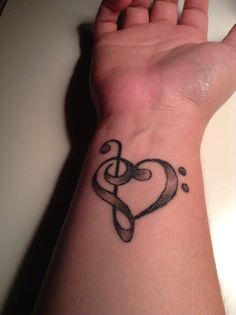 Right Wrist Beautiful Violin Key Tattoo On Wrist