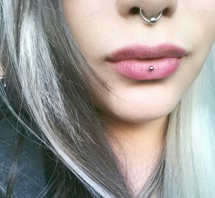 Septum And Lower Lip Ashley Piercing Picture