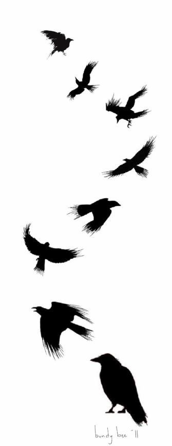 Silhouette Flying Ravens Tattoo Design By Badmusic