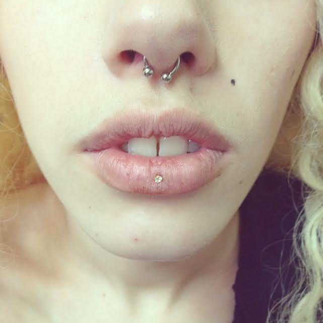 Silver Circular Barbell Septum And Ashley Piercing Picture