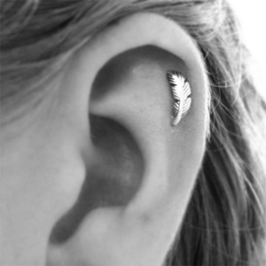 Silver Feather Stud Cartilage Piercing Picture